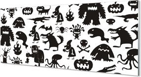 Szklany Panel Czarne Stwory na Białym Tle