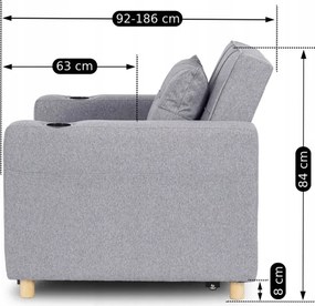 Fotel do Spania SOLOR Rozkładany Amerykanka Szary Nowoczesny