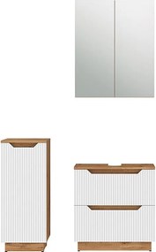 Zestaw mebli łazienkowych dąb/białe paski 58.9x32x62.5 lotta