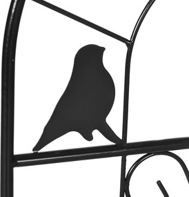 Outsunny Zestaw 2 metalowych szpalerów z ozdobami w postaci ptaków i koniczyny, do ogrodu i na taras, czarny, 38 x 98 cm