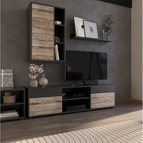 Ściana w salonie dąb czarny/piaskowy 139.8x35.4x38.9 berno