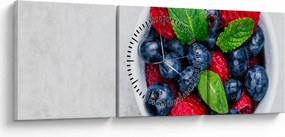 Obraz- miska z leśnymi owocami (z zegarem) (90x30 cm)