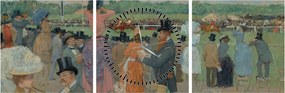 Obraz - Jean-Louis Forain, The Races at Longchamp, reprodukcje (z zegarem) (90x30 cm)