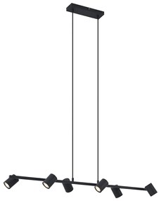 Nowoczesna lampa wisząca czarna 6-punktowa - Jeana Straight