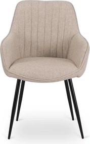 Zestaw Stół Prostokątny Rozkładany VICTOR 160-240 cm Czarny Marmur i 4 Krzesła Tapicerowane MALAGA Beżowe Nowoczesne