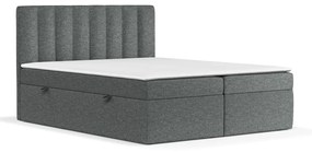 Ciemnoszare łóżko boxspring ze schowkiem 180x200 cm Novento – Maison de Rêve