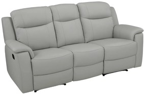 Kanapa 3-osobowa i 2 fotele z funkcją relax EVASION ze skóry – Kolor jasnoszary