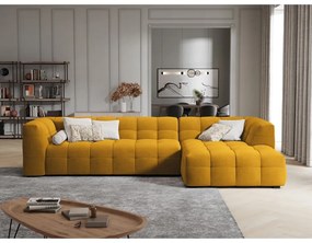 Żółty aksamitny narożnik Windsor &amp; Co Sofas Vesta, prawostronny