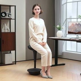 Vinsetto Stołek biurowy z funkcją obrotową, ergonomiczny stołek, regulowana wysokość 65,5-83,5 cm, 120° odchylany, czarny | Aosom PL