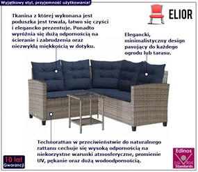 Sofa ogrodowa ze stolikiem szaro-granatowa - Ognis