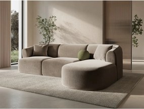 Jasnobrązowy aksamitny narożnik (prawostronny/z szezlongiem) Campi – Cosmopolitan Design