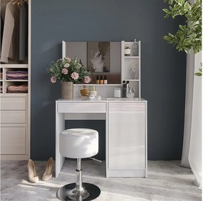 Stół toaletowy biały/biały wysoki połysk 89.8x50.1x76 sherry