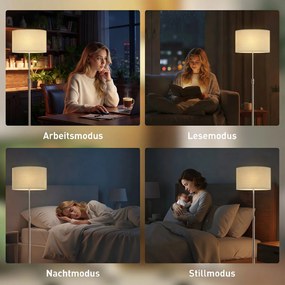 HOMCOM Lampa stojąca z pilotem, regulowana wysokość, klosz z tkaniny, metalowa podstawa, regulowana jasność, włącznik nożny, beżowy | Aosom PL