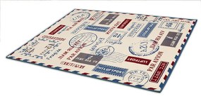 Dywan nowoczesny Poczta Kremowo Niebieski  120 cm x 170 cm