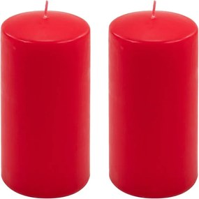 Zestaw świec słupkowych, 15 cm, Ø 7,5 cm, czerwony, 2 sztuki