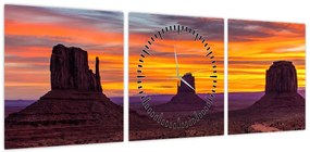 Obraz - Monument Valley v Arizonie (z zegarem) (90x30 cm)