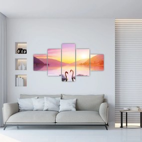 Obraz zakochanych łabędzi (125x70 cm)