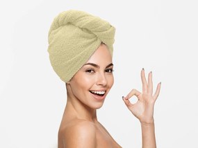Szybkoschnący turban do włosów frotte beżowy, 100% bawełna