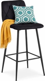 Czarny welurowy hoker metalowy z oparciem L7-L81