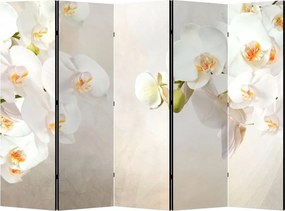 Parawan pokojowy 5-częściowy 225x172 Dwustronny dekoracyjny elegancki romantyczny Kremowy Białe Orchidee Spa