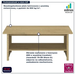 Prostokątna ława z półką dąb cremona + dąb lefkas A0-A25