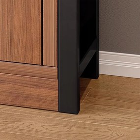 Czarna biblioteczka z metalową ramą, 5 półek z dolną półką — 190x60x30 cm