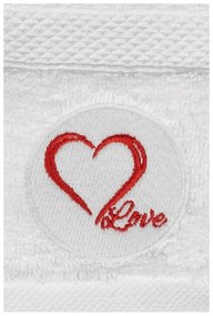 Biały bawełniany ręcznik kąpielowy frotte 70x140 cm Love – Foutastic