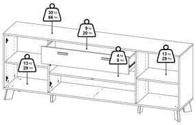 Biało-naturalna komoda w dekorze dębu 196x73x39 cm Ikast – Tvilum