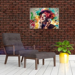Obraz - Artystka ze słuchawkami (70x50 cm)