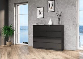 Minimalistyczna komoda Malwa 120 z 8 szufladami bez uchwytów