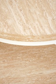 Zestaw 2 okrągłych ław MDF trawertyn/biały 53/45 43/35 OREO