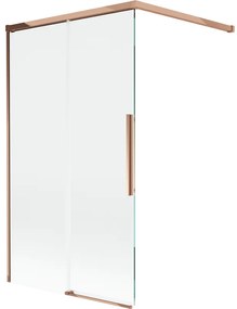 Mexen Rox parawan nawannowy 2-skrzydłowy rozsuwany 100 x 150 cm, transparent, różowe złoto - 8C9-100-003-60-00