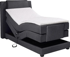 Łóżko kontynentalne: zagłówek łóżka + stelaż z elektryczną funkcją relaksu + materac + nakładka na materac CASTEL marki PALACIO -  100x200cm - Antracytowa tkanina