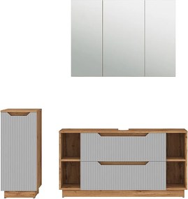 Zestaw mebli łazienkowych dąb/szary w paski 119.2x35x62.5 lotta