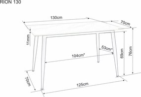 Stół jadalniany RION 130x70 cm z ceramicznym blatem, biały marmur