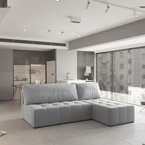 Masseno Narożnik DOMIRA z funkcją spania i pojemnikiem na pościel Narozniki L, Rozkładana sofa - Jasnoszary, PAROS 05