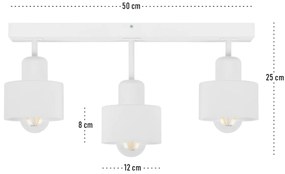 Biała lampa sufitowa, trzypunktowy spot DWE50x7WE z drewna i metalu E2