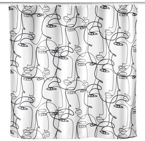 Zasłona prysznicowa z powłoką antypleśniową FACES, 180 x 200 cm, tworzywo sztuczne, WENKO