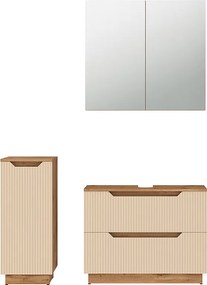 Zestaw mebli łazienkowych dąb/kaszmir w paski 79.6x32x62.5 lotta