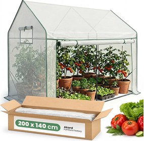 Szklarnia ogrodowa foliowa domek 1 drzwi 2 okna Biała 200x140x200 cm