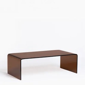 Coffee Table Z Przezroczystego Szkła (110x55 Cm) Crhis Marrón Caramelo - Sklum
