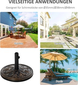 Outsunny Stojak Pod Parasol Przeciwsłoneczny 13kg Antyczny Brąz Uniwersalne Rozmiary Elegancki Design | Aosom PL