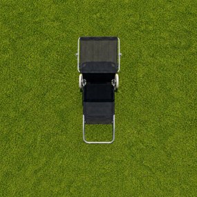 Leżak plażowy Solmare z daszkiem i kołami - składany leżak ogrodowy, czarny