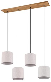 Beżowa lampa wisząca z tekstylnym kloszem Elmau – Trio