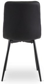 Zestaw Stół Okrągły LINO 100 cm Dąb Rustykalny/Czarny i 4 Krzesła DALVIN Czarne Ekoskóra Nowoczesne Loft