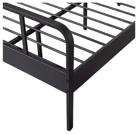 Czarne metalowe łóżko ze stelażem 120x200 cm Mees – WOOOD