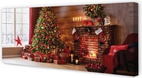 Obraz na płótnie Choinki, Prezenty, Dekoracje i Kominek