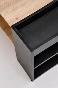 Prostokątna ława z dodatkowymi półkami dąb artisan/czarny 100/55/42 MURCIA