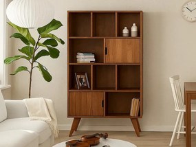 Regał 168x100 Malmo drewniany skandynawski, 8 półek, kolor kasztan