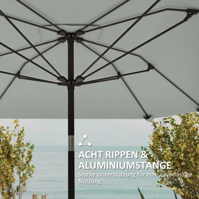 Outsunny 2,3 m Parasol bez podstawy, regulowany parasol tarasowy z korbką, Poliester, Aluminium, Włókno szklane, Ciemnoszary